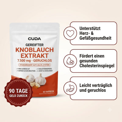 7500mg Gereifter Geruchloser Knoblauchextrakt (Weichkapseln) – Zur Unterstützung der kardiovaskulären Vitalität
