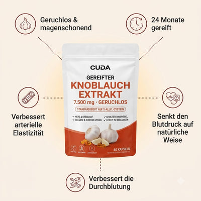7500mg Gereifter Geruchloser Knoblauchextrakt (Weichkapseln) – Zur Unterstützung der kardiovaskulären Vitalität