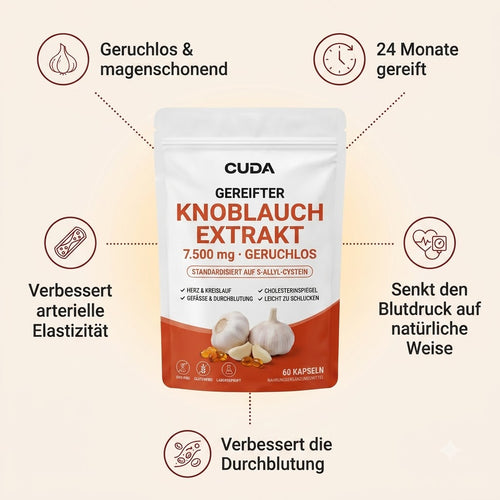 7500mg Gereifter Geruchloser Knoblauchextrakt (Weichkapseln) – Zur Unterstützung der kardiovaskulären Vitalität
